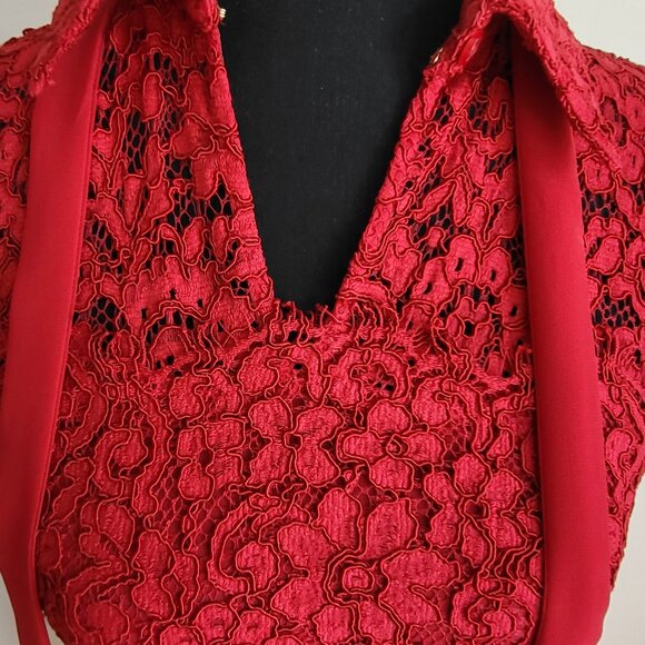 Michael Kors Red Lace Dress, Size 0 - Picture 7 of 10